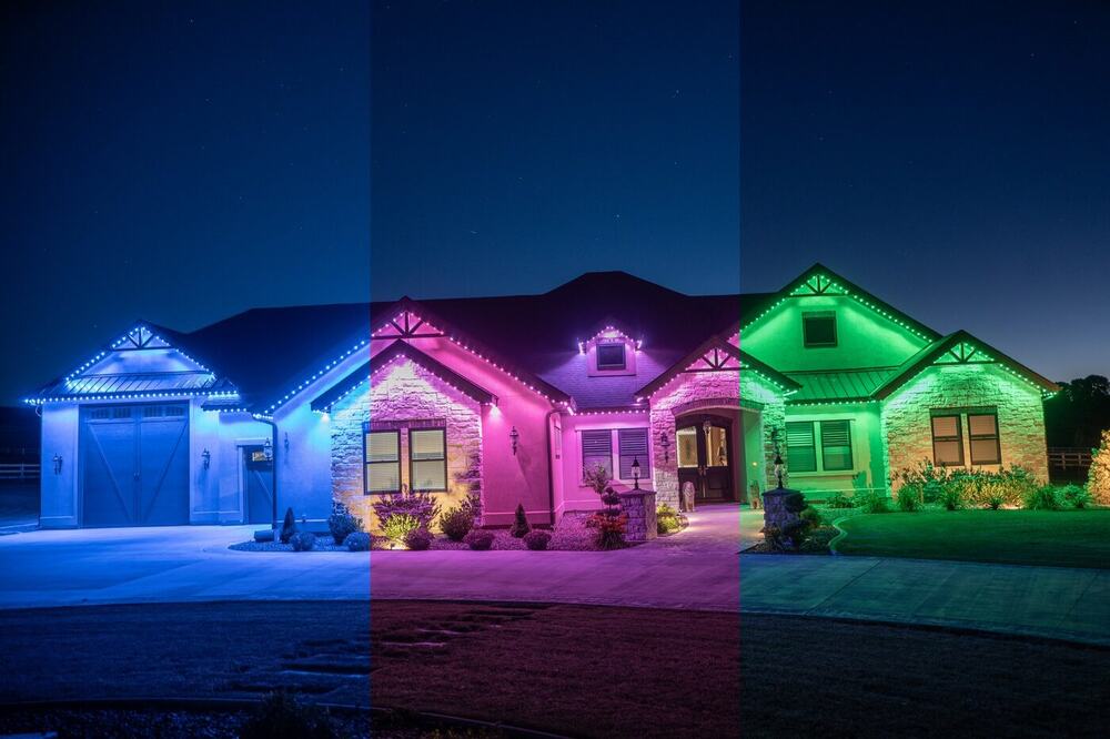 One home shown in three colors set from the app