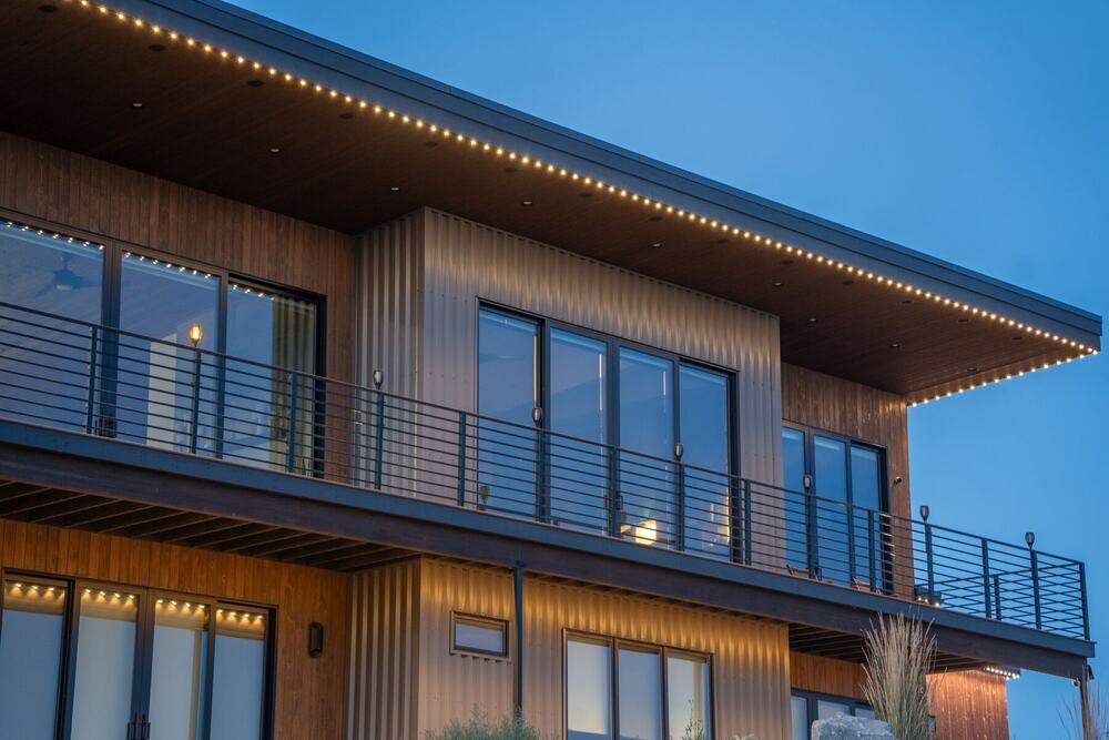 Modern home with deep eaves