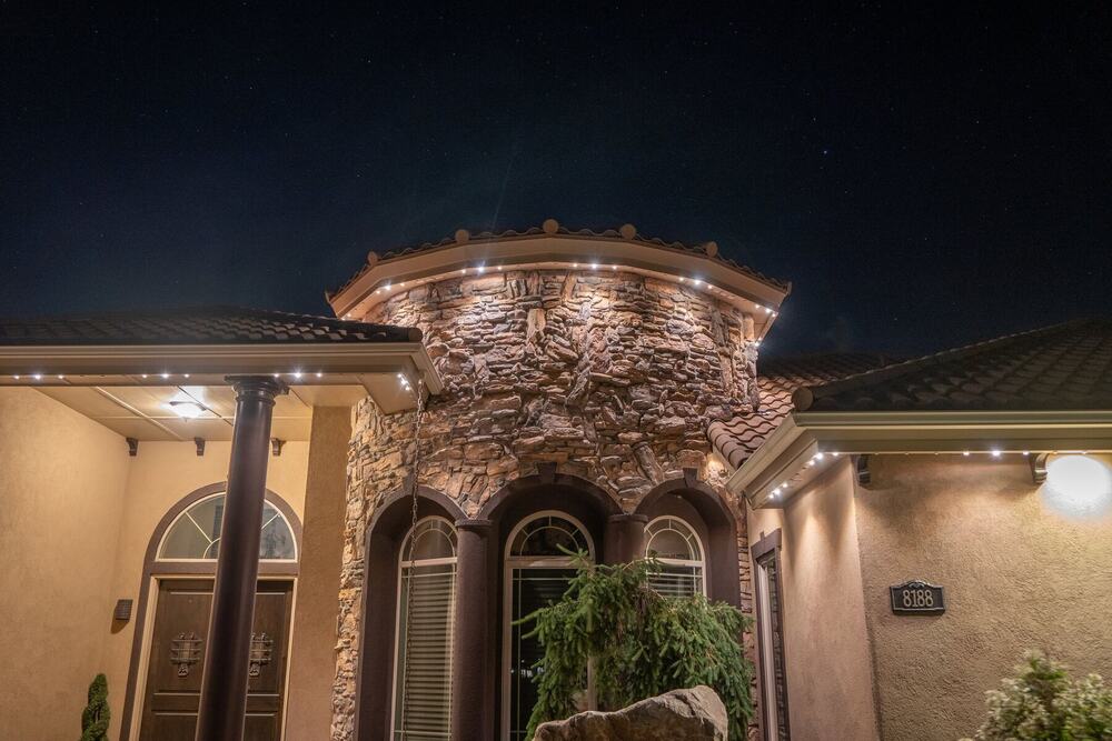 Stone entry accent lighting